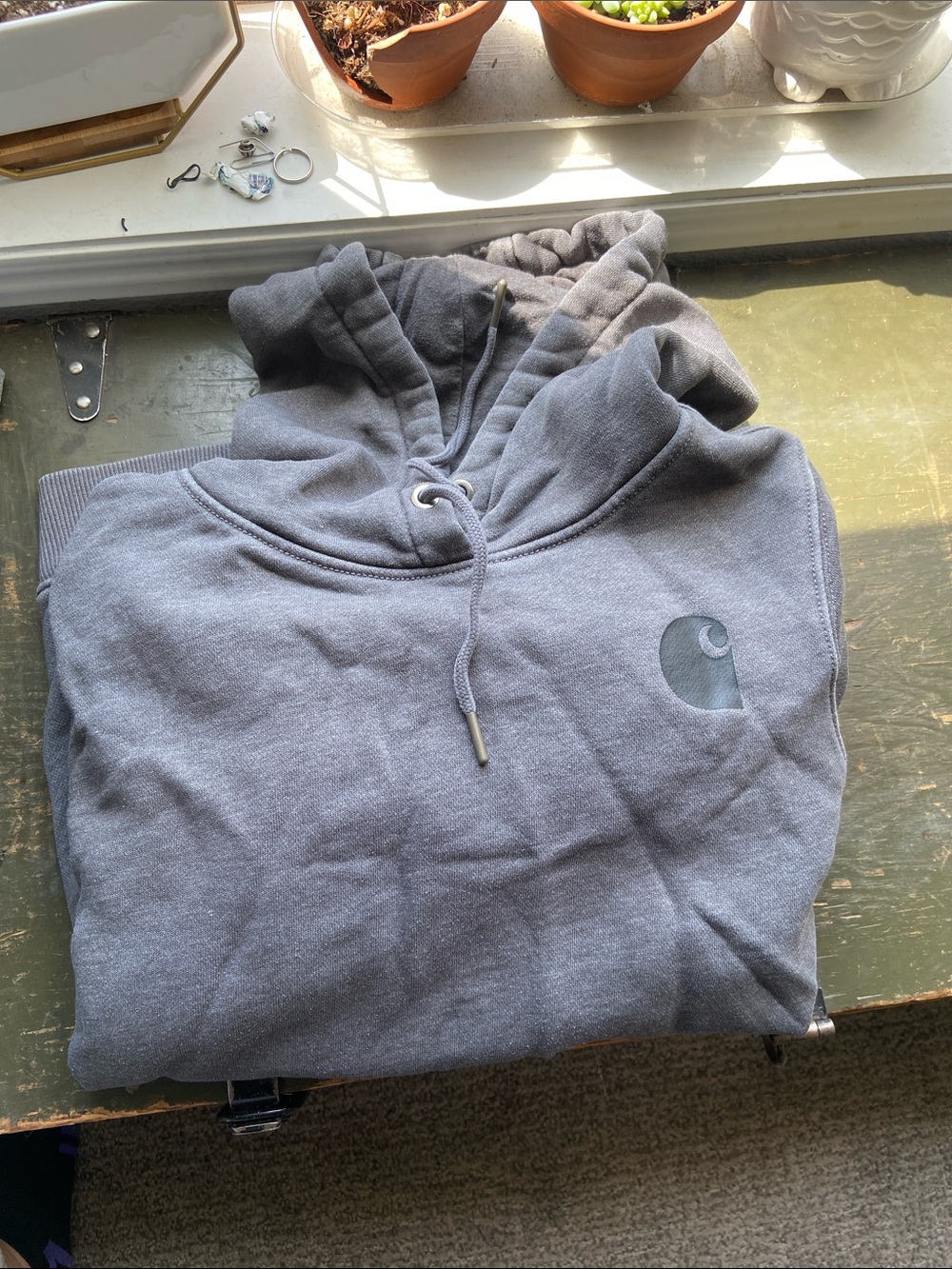Carhartt Women’s Charcoal Gray Zip-Up Hoodie with Logo